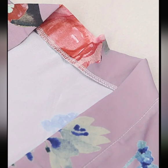 1 DAY SALE! Silky Soft Peacock Floral Kimono Cover-Up Open Robe Duster Wrap Pink - Picture 8 of 10